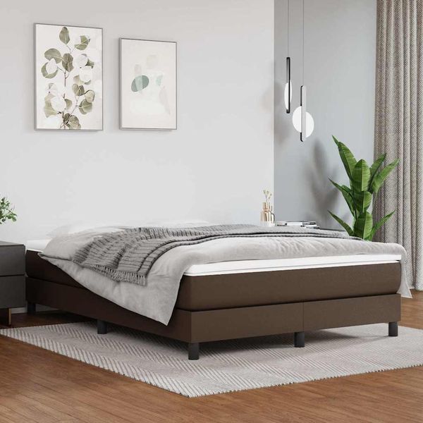 vidaXL Posteľný rám s boxspringom hnedý 140x190 cm umelá koža