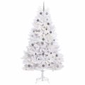vidaXL Umelý Sklápací Vianočný Stromček LED Biela 120 x 120 x 240 cm