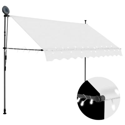 vidaXL Ručne zaťahovacia markíza s LED 300 cm, krémová