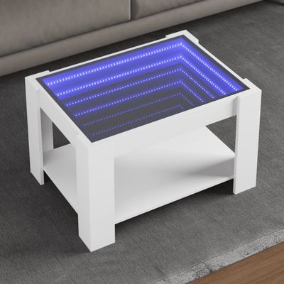 vidaXL Konferenčný stolík s LED biely 73x53x45 cm kompozitné drevo
