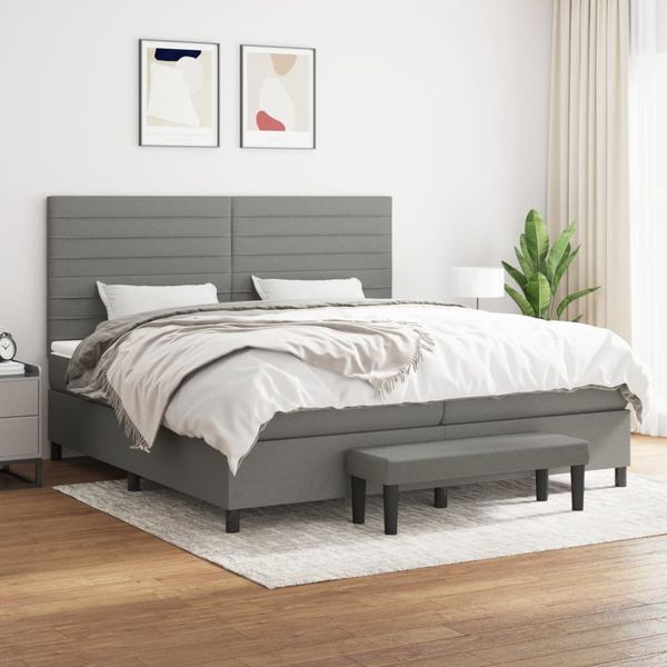 vidaXL Boxspring posteľ s matracom tmavosivá 200x200 cm látka