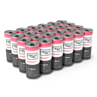 MOXY power+ Energetický nápoj 330 ml - GymBeam, jahodová limonáda, 24 x 330 ml