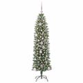 vidaXL Umelý chudý vianočný strom Zelená a biela 150 cm