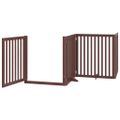 vidaXL Brána pre psa dvere sklad. 4 panely hnedá 320 cm topoľové drevo
