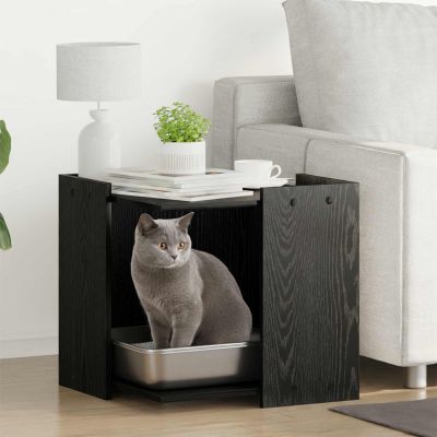 vidaXL Seník na mačacie wc Čierny dub 53 x 53 x 51 cm Kompozitné drevo
