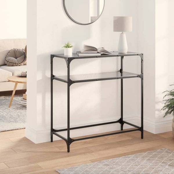 vidaXL Konferenčný stolík s čiernou sklenenou doskou 80x35x81 cm oceľ