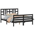 vidaXL Rám postele s čelom čierny 140x190 cm masívne drevo