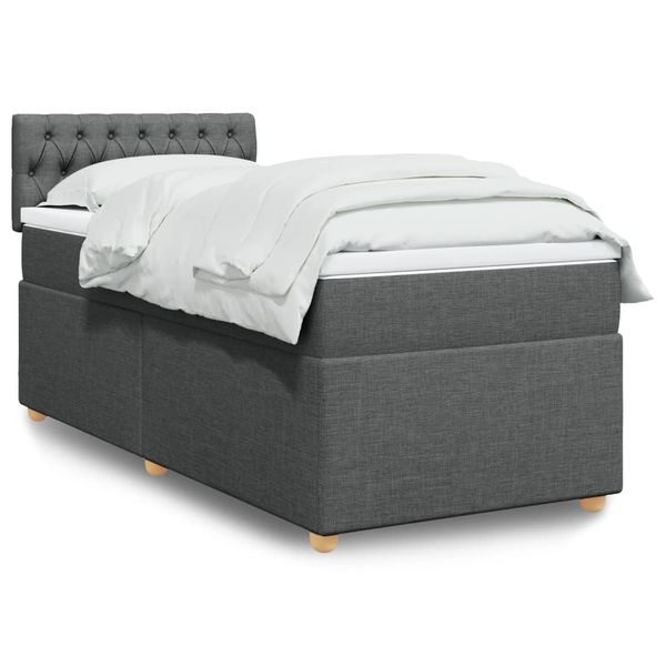 vidaXL Posteľný rám boxsping s matracom tmavosivý 80x200 cm látka