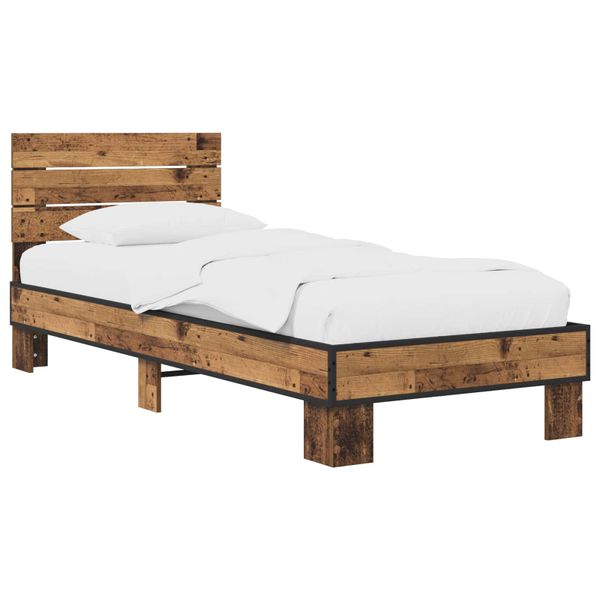 vidaXL Rám postele s čelom Staré drevo 80 x 200 cm Kompozitné drevo