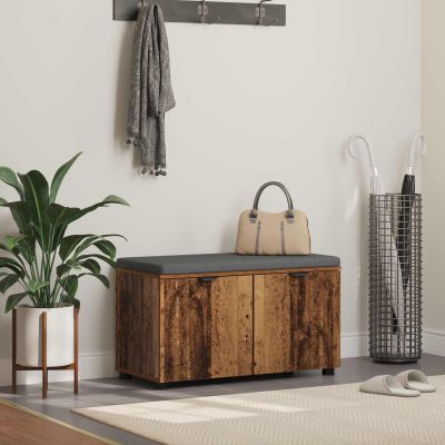 vidaXL Predsieňová lavica s vankúšom Staré drevo 80 x 38 x 46 cm