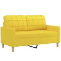 vidaXL 2-miestna pohovka s vankúšikmi svetložltá 120 cm látka