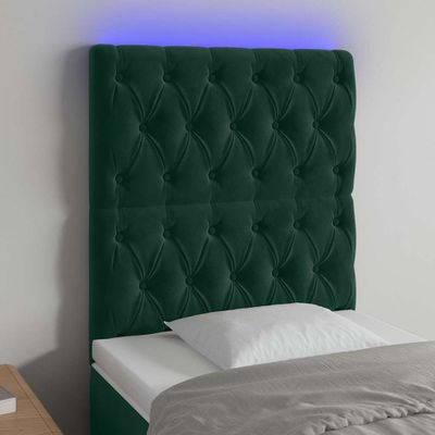vidaXL Čelo postele s LED tmavozelené 80x7x118/128 cm zamat