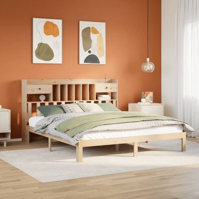 vidaXL Posteľ s knižnicou bez matraca 180x200 cm borovicový masív