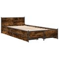 vidaXL Posteľný rám so zásuvkami dymový dub 75x190 cm kompozitné drevo
