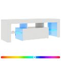 vidaXL TV skrinka s LED svetlami lesklá biela 120x35x40 cm