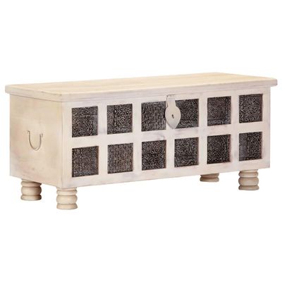 vidaXL Úložný box biely 110x40x45 cm masívne akáciové drevo