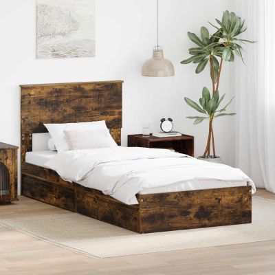vidaXL Úložná posteľ Dymová dub 90 x 190 cm Kompozitné drevo