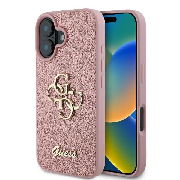 Guess puzdro pre iPhone 16 6,1" GUHCP16SHG4SGP Fixed Glitter Big 4G pink