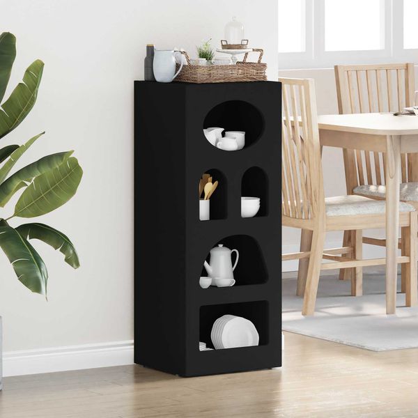 vidaXL Servírovacia skriňa ELST Čierna 40 x 35 x 100,5 cm