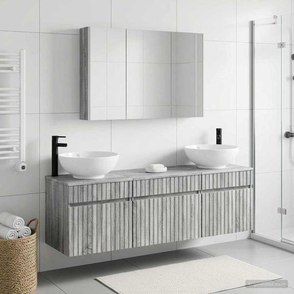 vidaXL Set kabinetov do kúpeľne 4 pcs Sivý Sonoma 103,5 x 15,5 x 70 cm
