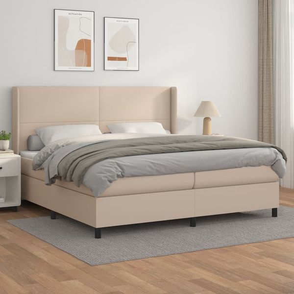 vidaXL Boxspring posteľ s matracom kapučínová 200x200 cm umelá koža