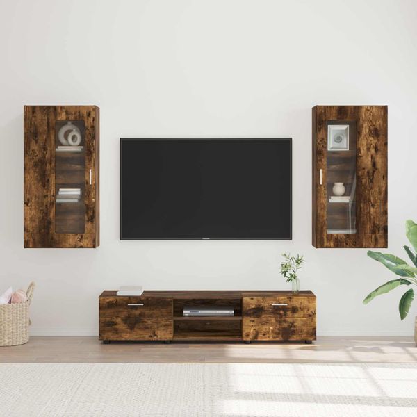 vidaXL Zostava TV skriniek FLORIN 3 pcs Dymová dub Kompozitné drevo