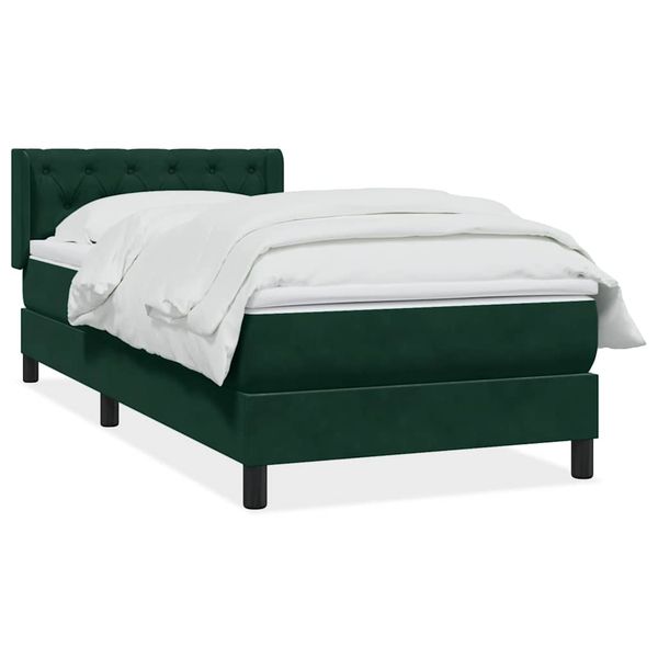vidaXL Posteľný rám boxsping s matracom tmavozelený 80x220 cm zamat