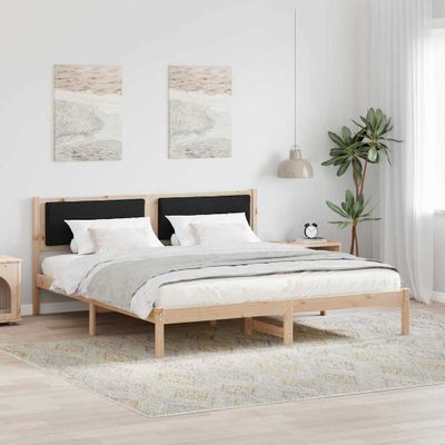 vidaXL Rám postele Čierna 200 x 200 cm Masívne borovicové drevo