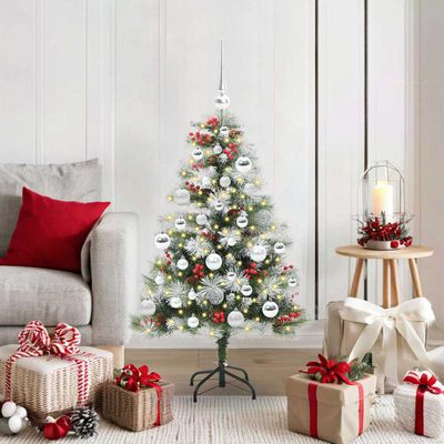 vidaXL Umelý vianočný stromček Zelená a biela 120 cm PVC, kov a plast