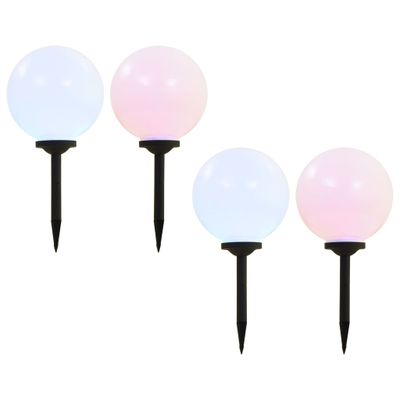 vidaXL Vonkajšie solárne lampy 4 ks 30 cm LED guľové RGB