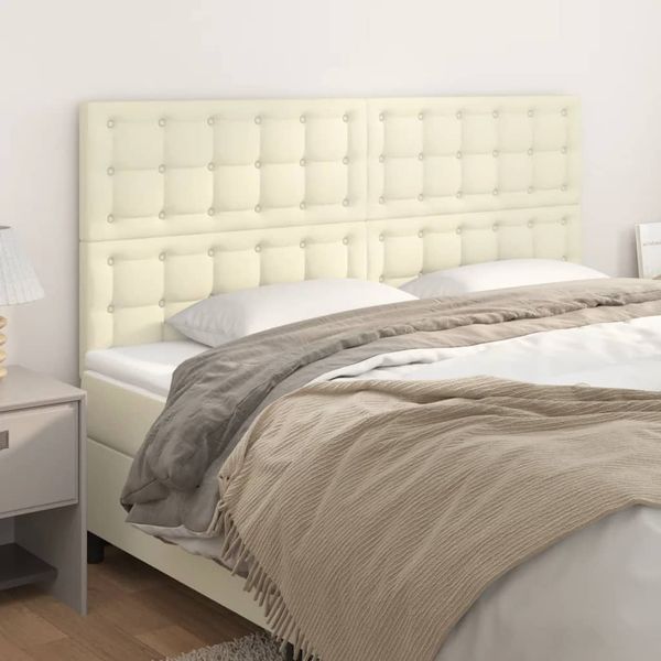 vidaXL Čelo postele krémové 160x5x118/128 cm umelá koža