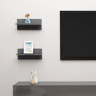 vidaXL Nástenné police 2 ks lesklé sivé 40x11,5x18 cm