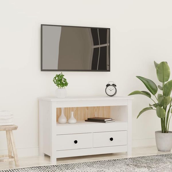 vidaXL TV skrinka biela 79x35x52 cm masívna borovica