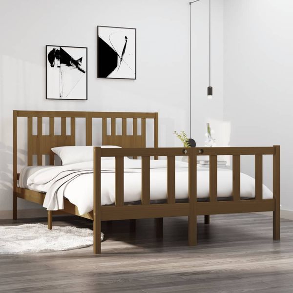 vidaXL Posteľný rám medovo-hnedý masívne drevo 140x190 cm