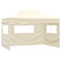 vidaXL Skladací stan s 3 stenami, 3x4,5 m, krémový