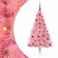 vidaXL Umelý predsvietený vianočný stromček Ružová 120 cm PVC