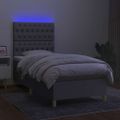 vidaXL Posteľ boxsping s matracom a LED bledosivá 90x200 cm látka