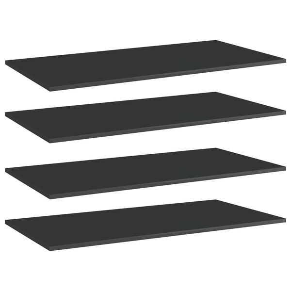 vidaXL Prídavné police 4 ks, lesklé čierne 80x30x1,5 cm, drevotrieska