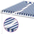 vidaXL Ručne zaťahovacia markíza s LED 400x350 cm modrá a biela