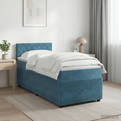 vidaXL Posteľ boxspring s matracom Tmavomodrá 80 x 200 cm Zamat