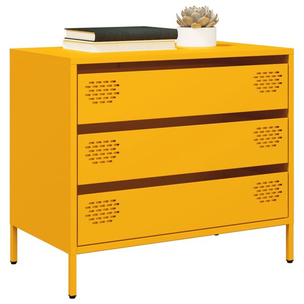 vidaXL Komoda horčicovožltá 68x39x58,5 cm oceľ valcovaná za studena
