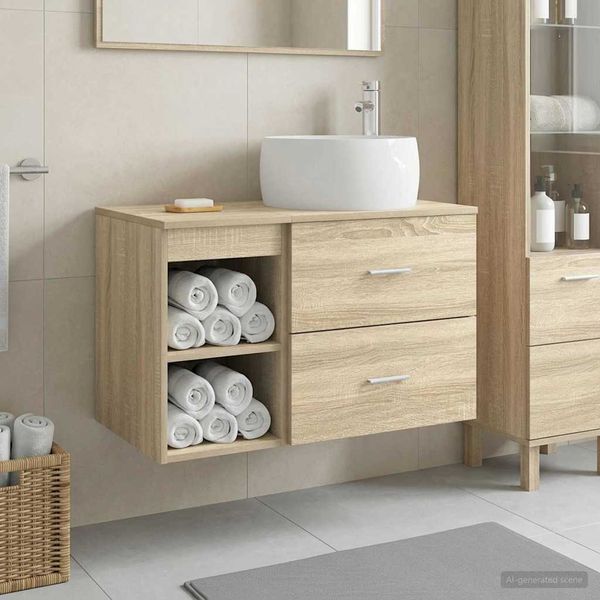 vidaXL Sada kúpeľňového nábytku 2 pcs Dub sonoma Kompozitné drevo