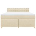 vidaXL Posteľný rám boxspring s matracom krémový 180x200 cm látka