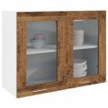 vidaXL Závesná sklenená skrinka “Lyon” Old Wood 80x31x60 cm