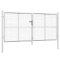 vidaXL Pletená záhradná brána strieborná 300x125 cm pozinkovaná oceľ