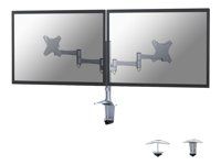 Montážna sada - plný pohyb - pre 2 LCD displeje - strieborná - veľkosť obrazovky: 10"-27" - upevnenie svorkou, priechodka, upevnenie na stôl