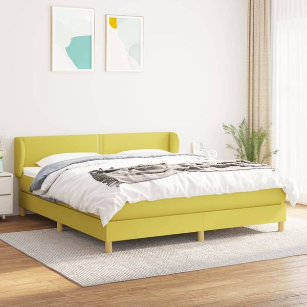 vidaXL Boxspring posteľ s matracom zelená 160x200 cm látka