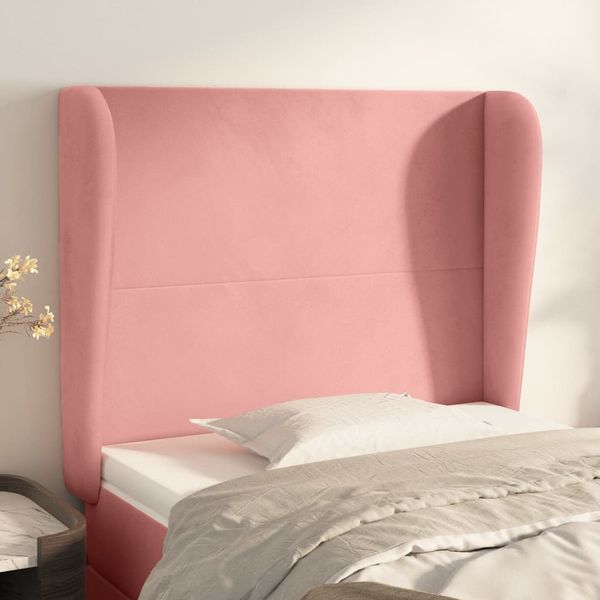 vidaXL Čelo postele so záhybmi ružový 103x23x118/128 cm zamat