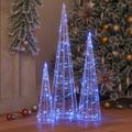 vidaXL Vianočný stromček 3 ks 90 LED Modrá 20 x 20 x 80 cm Akryl