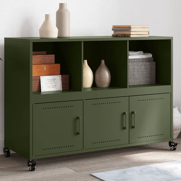 vidaXL Komoda olivovozelená 100,5x39x72 cm oceľ